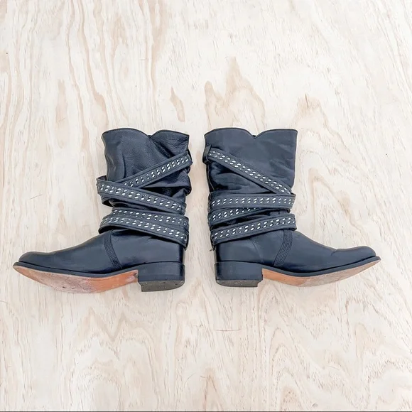 Rare style - Sendra leather boots with straps with buckle & rivets, size 7.5 - Picture 8 of 13